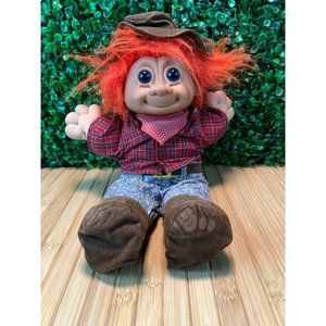 Vintage Russ Troll Kidz Buckaroo Cowboy Doll Orange Hair Plush 13"